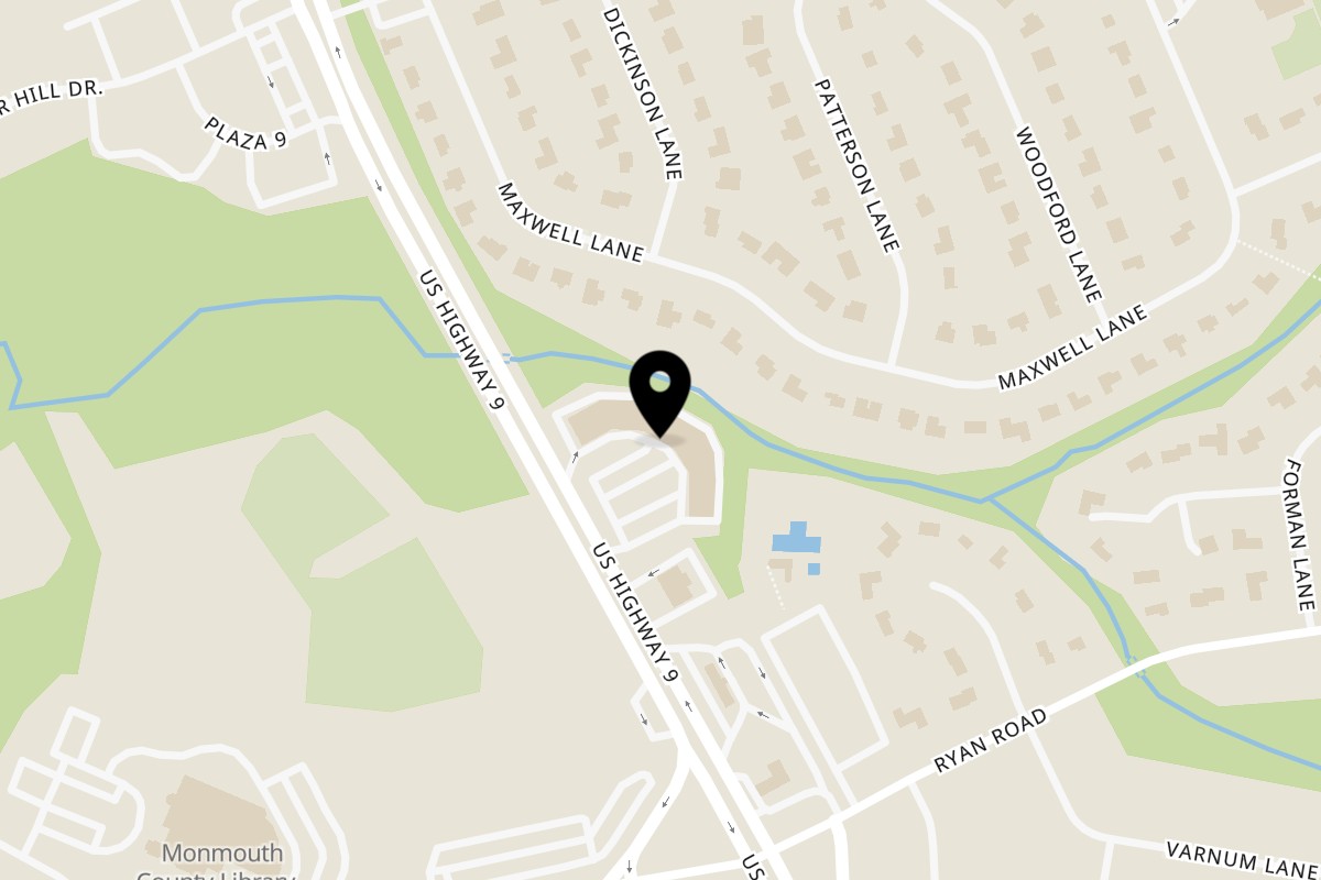 Map showing the location of Bangkok Bistro Thai Eatery on 100 route 9 in Englishtown
